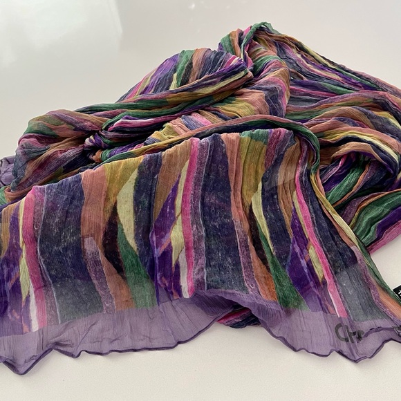 NWOT Chanel long silk scarf. Multi color. - Picture 9 of 10
